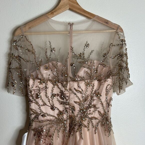 Mac Duggal EMBELLISHED ILLUSION CAP SLEEVE A LINE GOWN pageant dress size 4 - Picture 9 of 13